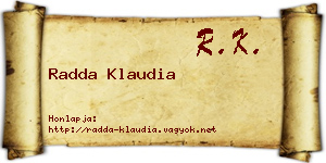 Radda Klaudia névjegykártya